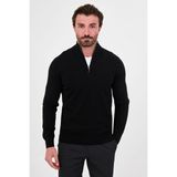 MCR Düz Slim Fit Dik Yaka Fermuarlı Pamuk Erkek Triko Kazak - Siyah