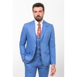 MCR Düz Slim Fit Geniş Yaka Erkek Takım Elbise - 56 - 6 Drop - Mavi