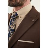 MCR Düz Slim Fit Geniş Yaka Mendil Detaylı Erkek Takım Elbise - Kahverengi - 6 Drop - 56
