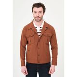 MCR Düz Slim Fit Gömlek Yaka Çıtçıtlı Erkek Mont - Kiremit - 58