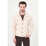 MCR Düz Slim Fit Gömlek Yaka Çıtçıtlı Erkek Mont - Taş - 48