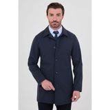 MCR Düz Slim Fit Gömlek Yaka Düğmeli Erkek Trençkot - Lacivert - 56