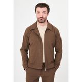 MCR Düz Slim Fit Gömlek Yaka Fermuarlı Erkek Mont Pantolon - Kahverengi - 52
