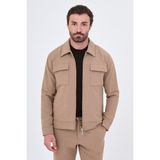 MCR Düz Slim Fit Gömlek Yaka Fermuarlı Yandan Cepli Pantolonu Ipli Erkek Mont Pantolon - Bej - 48