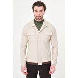 MCR Düz Slim Fit Gömlek Yaka Gizli Düğme Erkek Mont - Bej - 54