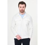 MCR Düz Slim Fit Gömlek Yaka Gizli Düğme Erkek Mont - Ekru - 58