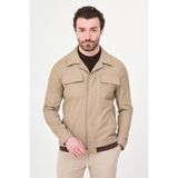 MCR Düz Slim Fit Gömlek Yaka Gizli Düğme Erkek Mont - Vizon - 48