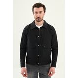 MCR Düz Slim Fit Gömlek Yaka Torba Cepli Baharlık Erkek Mont - Siyah - 58