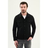 MCR Düz Slim Fit Gömlek Yaka Yandan Cepli Erkek Mont - Siyah - 50