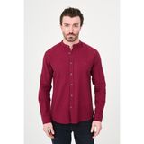 MCR Düz Slim Fit Hakim Yaka Basic Keten Erkek Gömlek - Bordo - 2XL