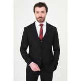 MCR Düz Slim Fit Mono Yaka Erkek Takım Elbise - Siyah - 6 Drop - 52