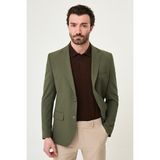 MCR Düz Slim Fit Mono Yaka Keten Erkek Ceket - 54 - Haki