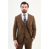 MCR Düz Slim Fit Mono Yaka Klasik Yün Erkek Takım Elbise - Açık Kahverengi - 6 Drop - 46