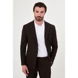 MCR Düz Slim Fit Mono Yaka Punto Dikişli Torba Cepli Erkek Takım Elbise - Koyu Kahverengi - 6 Drop - 48