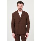 MCR Düz Slim Fit Mono Yaka Tek Düğme Pileli Pantolon Erkek Takım Elbise - Açık Kahverengi - 6 Drop - 46