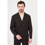 MCR Düz Slim Fit Mono Yaka Tek Düğme Pileli Pantolon Erkek Takım Elbise - Kahverengi - 6 Drop - 50