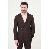 MCR Düz Slim Fit Mono Yaka Tokalı Erkek Takım Elbise - Kahverengi - 6 Drop - 54