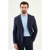 MCR Düz Slim Fit Mono Yaka Torba Cep %100 Keten Erkek Ceket - 50 - Lacivert