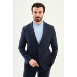 MCR Düz Slim Fit Mono Yaka Torba Cep %100 Keten Erkek Ceket - 54 - Lacivert