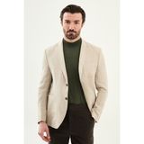 MCR Düz Slim Fit Mono Yaka Torba Cep %100 Keten Erkek Ceket - 58 - Bej