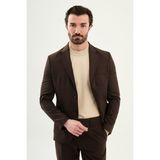 MCR Düz Slim Fit Mono Yaka Torba Cep Erkek Ceket - 46 - Kahverengi