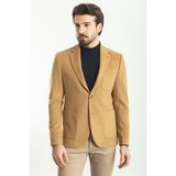 MCR Düz Slim Fit Torba Cep Mono Yaka Premium Yün Erkek Ceket - 46 - Kamel