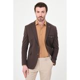 MCR Düz Slim Fit Torba Cepli Çıtçıtlı Erkek Ceket - 54 - Kahverengi
