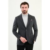 Mcr Düz Slim Fit Torba Cepli Mendil Detaylı Yün Erkek Ceket 44316 - Antrasit - 52