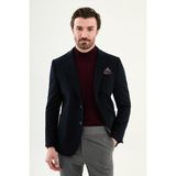 MCR Düz Slim Fit Torba Cepli Mendil Detaylı Yün Erkek Ceket - 54 - Lacivert
