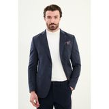 MCR Düz Slim Fit Torba Cepli Mendil Detaylı Yün Erkek Ceket - Açık Lacivert - 56