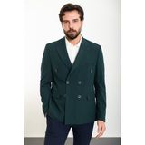 MCR Düz Zümrüt Slim Fit Geniş Yaka Kruvaze Erkek Ceket - 46