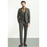 MCR Ekoseli Siyah Renk Slim Fit Mono Yaka Yün Erkek Takım Elbise - 46 - 6 Drop