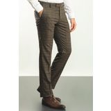Mcr Ekoseli Slim Fit Klasik Yün Erkek Pantolon Kahve - 38111.22K