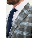 MCR Ekoseli Slim Fit Mono Yaka Kombinli Erkek Takım Elbise - Gri - 6 Drop - 54