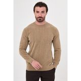 MCR Fitilli Slim Fit Bisiklet Yaka Şönil Erkek Triko Kazak - Bej