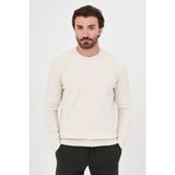 MCR Fitilli Slim Fit Bisiklet Yaka Şönil Erkek Triko Kazak - Ekru - 2XL