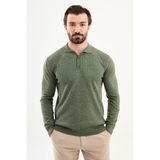 MCR Fitilli Slim Fit Polo Yaka Erkek Triko Kazak - Açık Yeşil