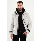 MCR Kapitone Bej Slim Fit Kürklü Dik Yaka Erkek Mont - 50