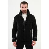 MCR Kapitone Siyah Slim Fit Kürklü Dik Yaka Erkek Mont - 56