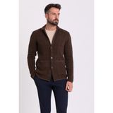 MCR Kareli Kahverengi Torba Cep Slim Fit Erkek Triko Ceket - 2XL