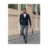 Mcr Kareli Lacivert Renk Torba Cep Slim Fit Erkek Triko Ceket