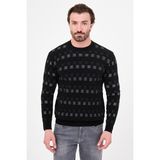 MCR Kareli Slim Fit Bisiklet Yaka Şönil Erkek Triko Kazak - Siyah - XL