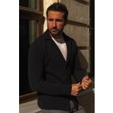 Mcr Kareli Torba Cep Slim Fit Erkek Triko Ceket Siyah - 11225.21K