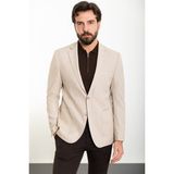 MCR Kırçıllı Açık Bej Slim Fit Torba Cep Mono Yaka Erkek Ceket - 46