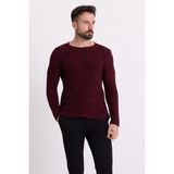 MCR Kırçıllı Bordo Renk Slim Fit Uzun Kollu Geniş Bisiklet Yaka Erkek Kazak - 2XL