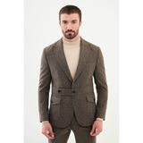 MCR Kırçıllı Kahverengi Slim Fit Kemer Detaylı Geniş Yaka Yün Erkek Takım Elbise - 50 - 6 Drop