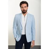 MCR Kırçıllı Mavi Slim Fit Mono Yaka Keten Erkek Ceket - 46