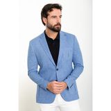 MCR Kırçıllı Mavi Slim Fit Torba Cep Mono Yaka Keten Erkek Ceket - 56