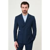 MCR Kırçıllı Slim Fit Mono Yaka Gizli Düğme Pileli Pantolon Erkek Takım Elbise - Lacivert - 6 Drop - 50