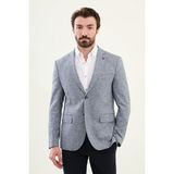 MCR Kırçıllı Slim Fit Mono Yaka Keten Erkek Ceket - Lacivert - 56